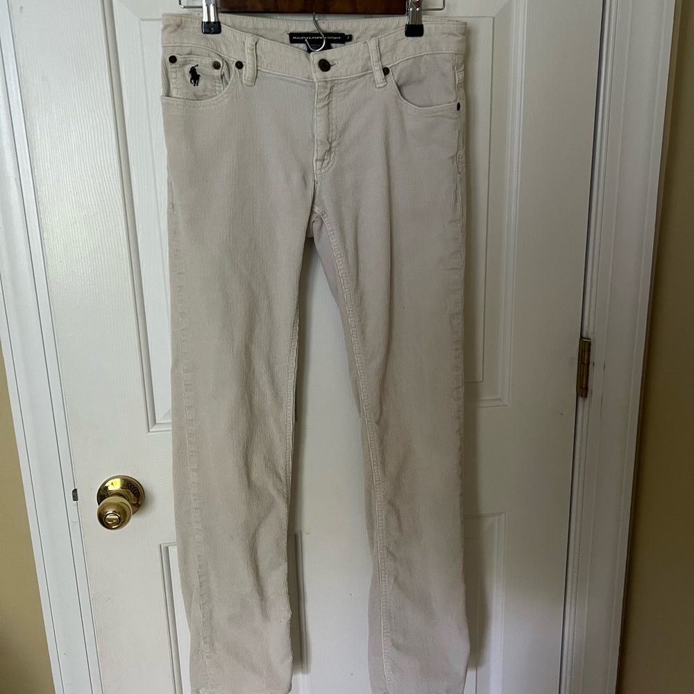 Ralph Lauren Sport Ivory Beige Corduroy Jeans, 6. 
Waist -29 inseam-30”